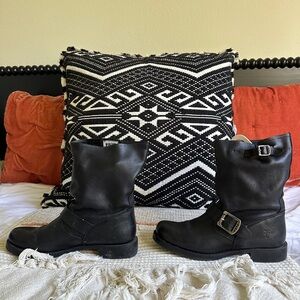 Frye Veronica Slouch Black Leather Buckle Boots